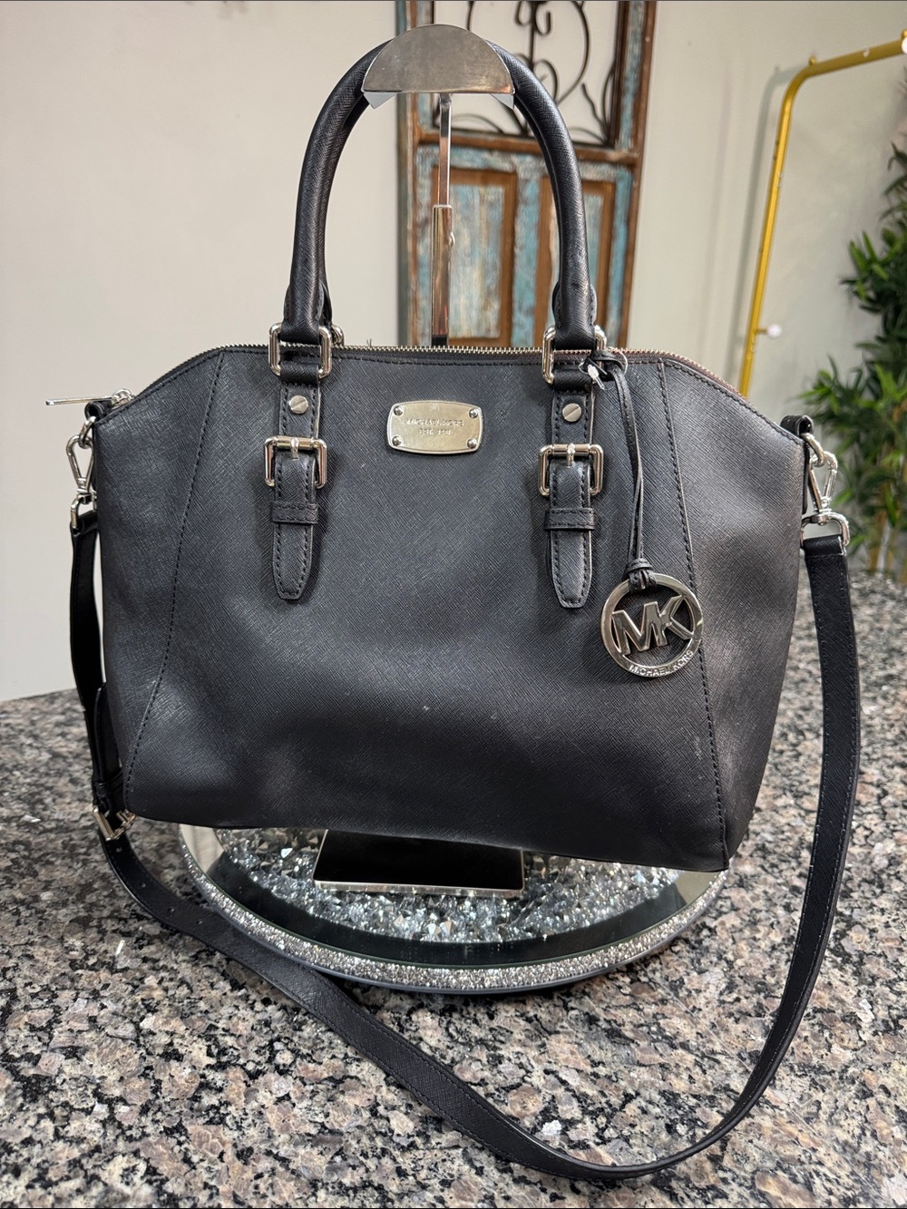 Michael Kors Black Saffiano Satchel Bag EUC